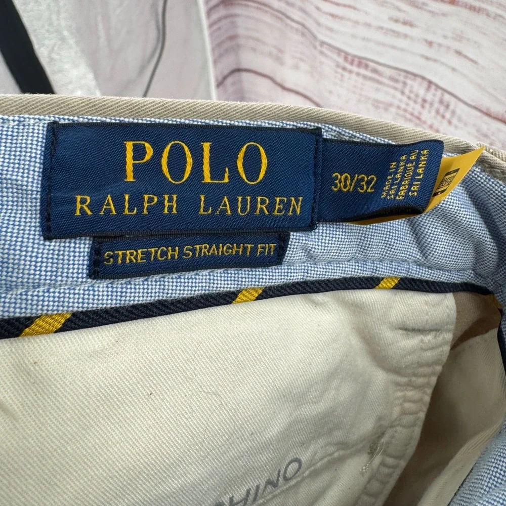 Polo Ralph Lauren Pants Mens 30x32 Stretch Straight Fit Chino Khaki Tan